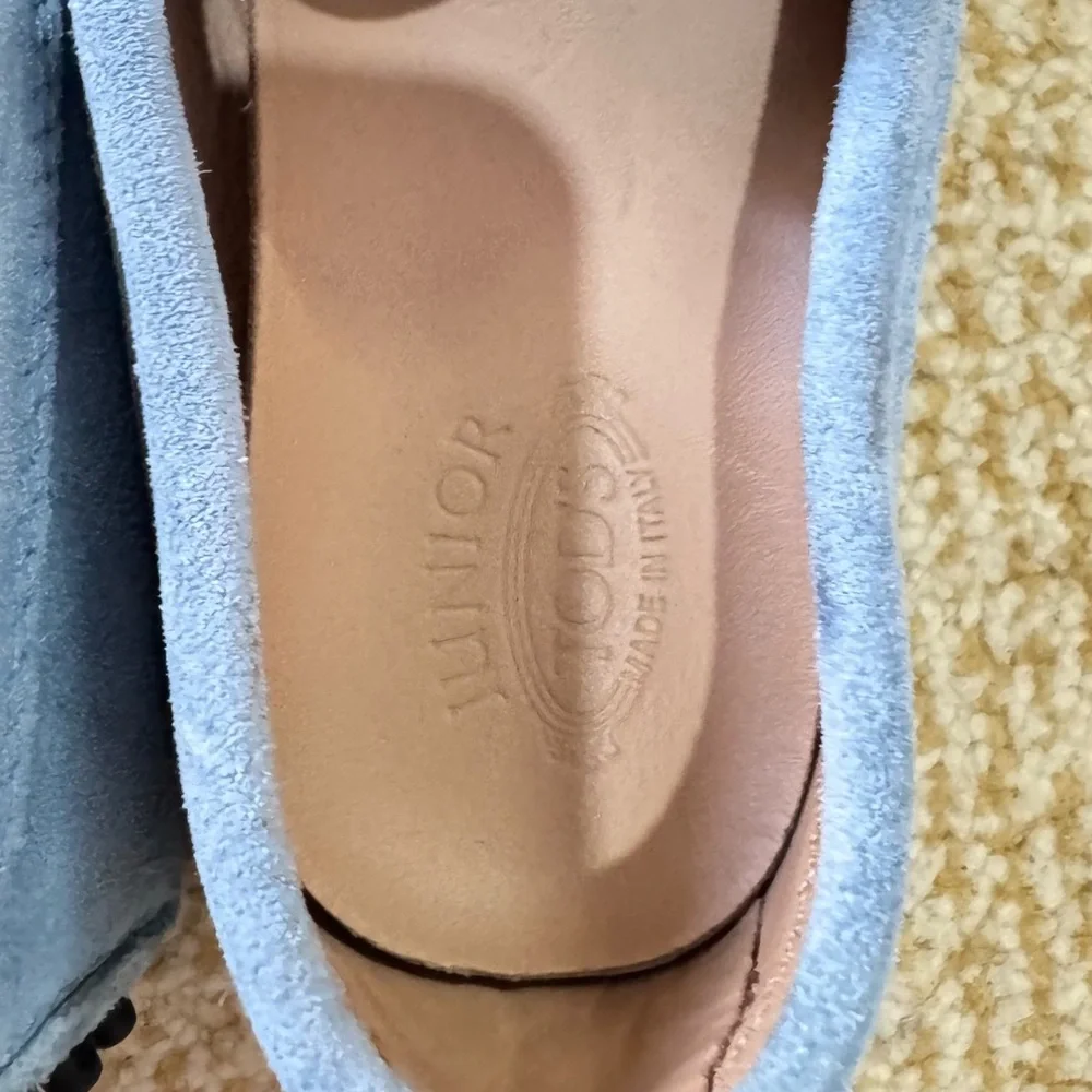 Tod's Light Blue Kids Moccasins